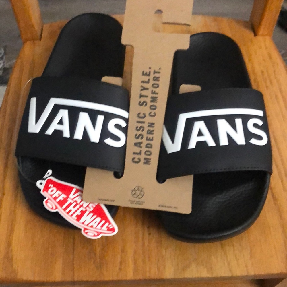 NWT black vans slides; vans sandals NWT